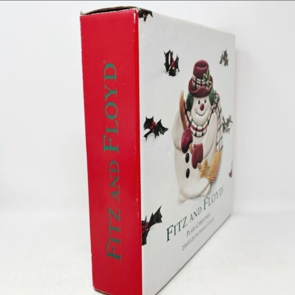 Fitz and Floyd Plaid Christmas Snowman Canape Plate 2063/126 New - Picture 6 of 8